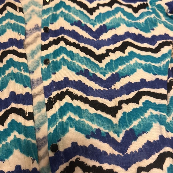Blue Patterned Button Up Cardigan - Picture 2 of 14
